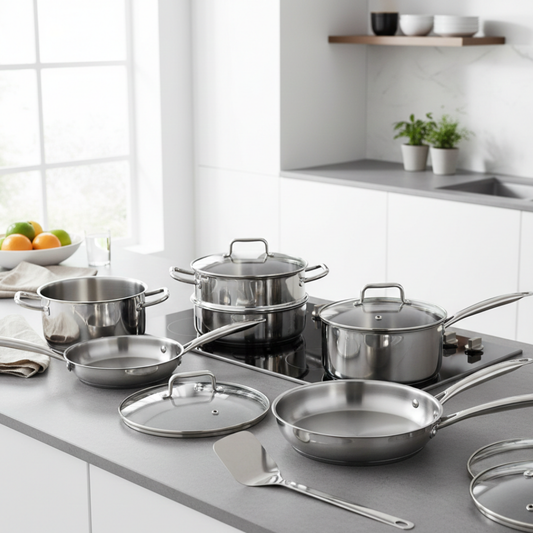 Set de casseroles et poêles en acier