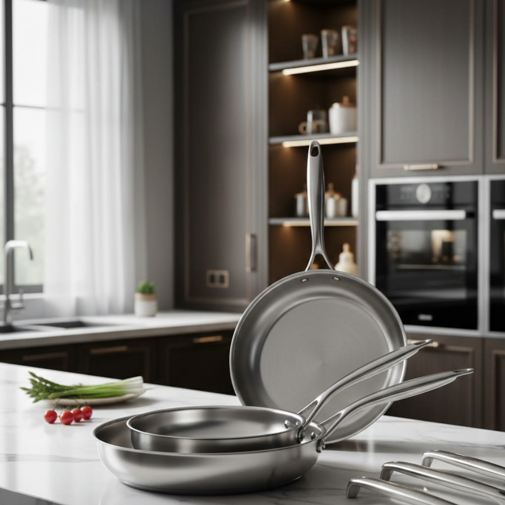 Lot de 3 poêles en acier