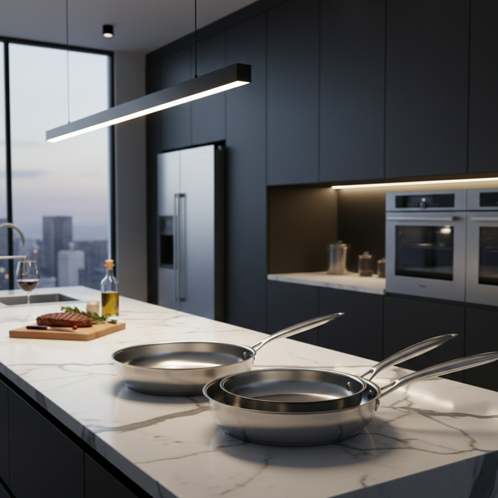 Lot de 3 poêles en acier